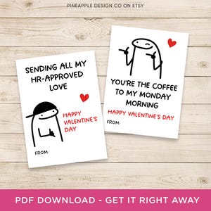 Funny Coworker Valentines Cards Printable, Office Valentine's Day, Work Valentines Gifts for Co-workers, Co Worker Gifts, Sarcastic image 3