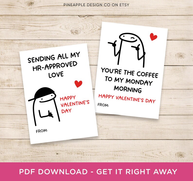Funny Coworker Valentines Cards Printable, Office Valentine's Day, Work Valentines Gifts for Co-workers, Co Worker Gifts, Sarcastic image 3