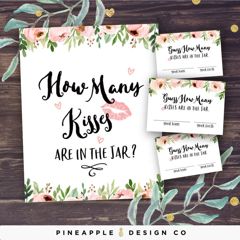How Many Kisses in the Jar Bridal Shower Game Guess How Many Etsy