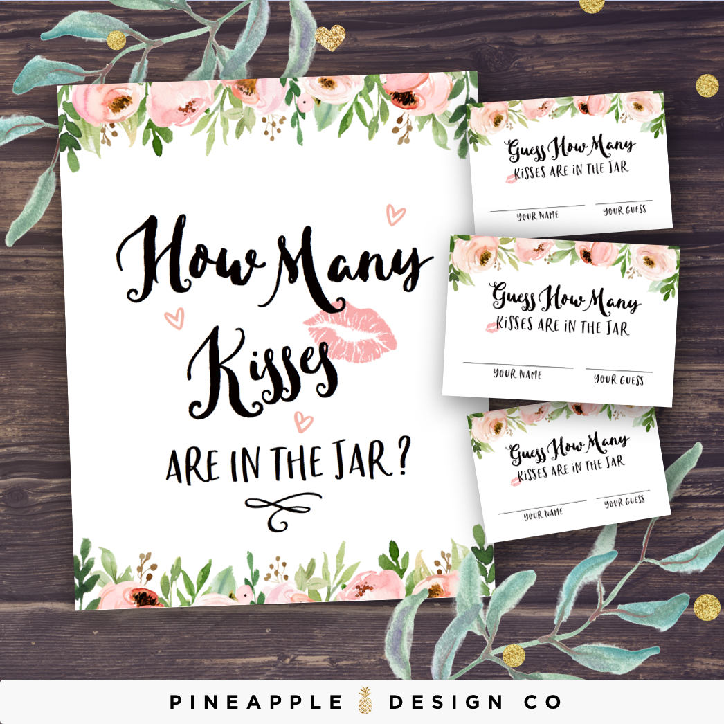 How Many Kisses in the Jar Bridal Shower Game, Guess How Many Kisses,…