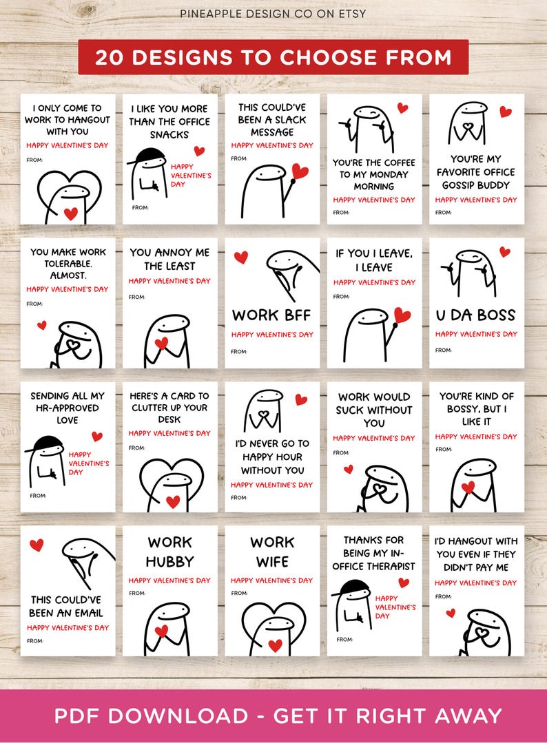 Funny Coworker Valentines Cards Printable, Office Valentine's Day, Work Valentines Gifts for Co-workers, Co Worker Gifts, Sarcastic image 2