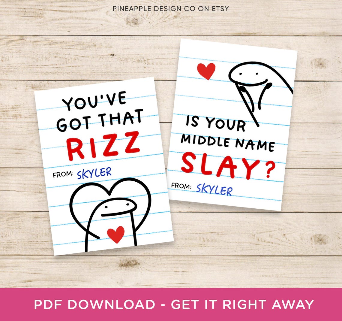 Tween Valentine's Day Cards Printable, Gen Alpha Slang, Funny Teen ...