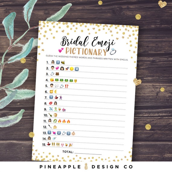 Bridal Emoji Pictionary Game with Answers Bridal Shower Etsy