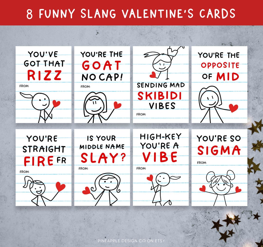 Valentines Cards Digital Download, Funny Classroom Valentine's Day ...