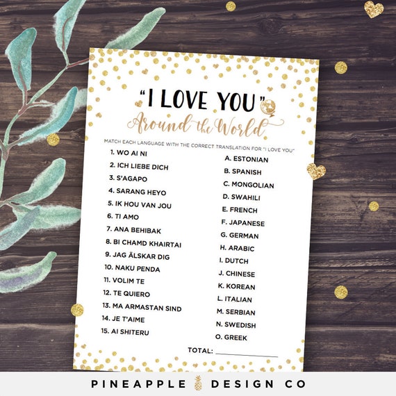 Bridal Shower Game I Love You Around the World Printable Etsy