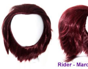 Maroon Red 12" Straight Cut with no Bangs and Beard Synthetic Cosplay Wig - Rider