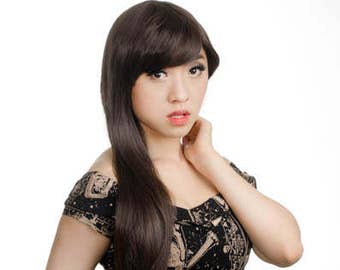 40'' Wig Long Straight Natural Cut Graceful Feminine Anime Cosplay Wig w/ Short Bangs - Mio