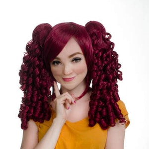 Schattige krullend varkensstaartklemmetje 18" + 12'' bob lolita-cosplay-pruikenset Momo