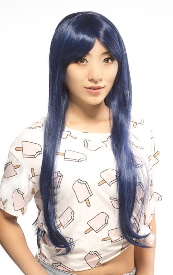 32/'/' Long Straight Long Bangs Plum Purple Cosplay Wig NEW