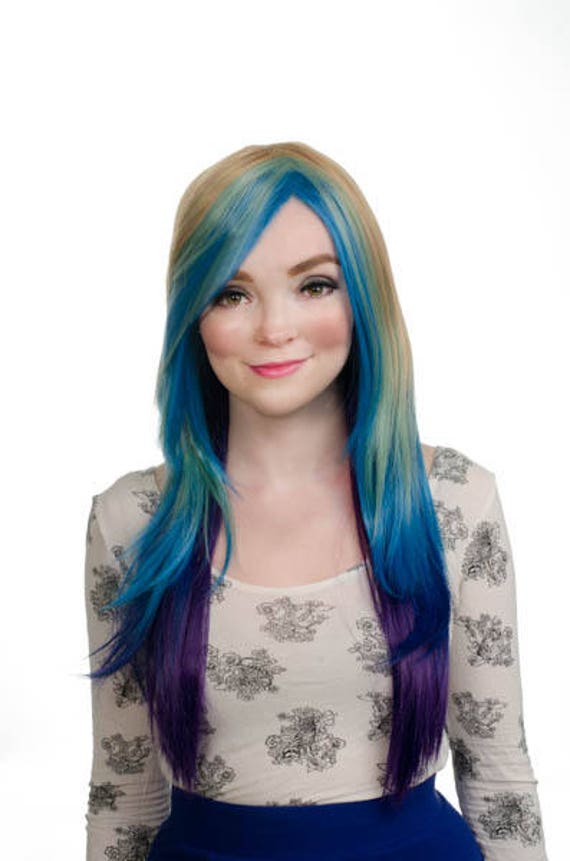 Colorful 25 Layered Straight Cut W No Bangs Cosplay Wig Aiko Etsy Canada
