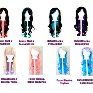 Multi-Colored Long Curly Cut Graceful Princess Cosplay Wig w/ Long Bangs Nia image 3