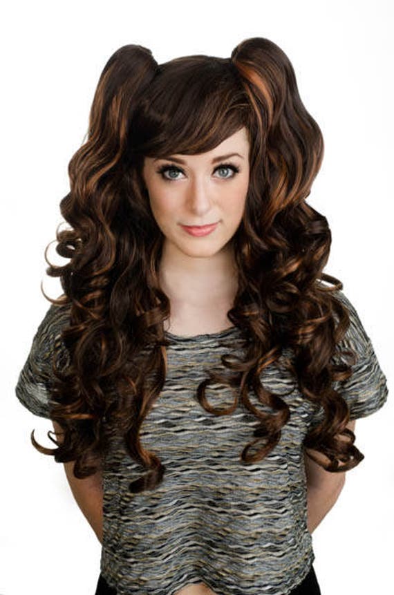 Brown wig with pigtails hot sale