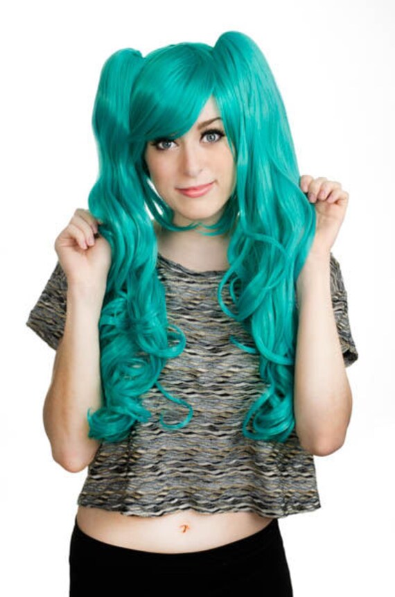 23/'/' Curly Pig Tails Base Midnight Blue Cosplay Wig NEW