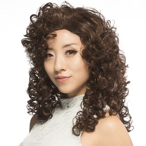 Historical Costume Vintage Retro 80&#39;s Tight Curl Layered Cosplay Wig with No Bangs - Cavalier