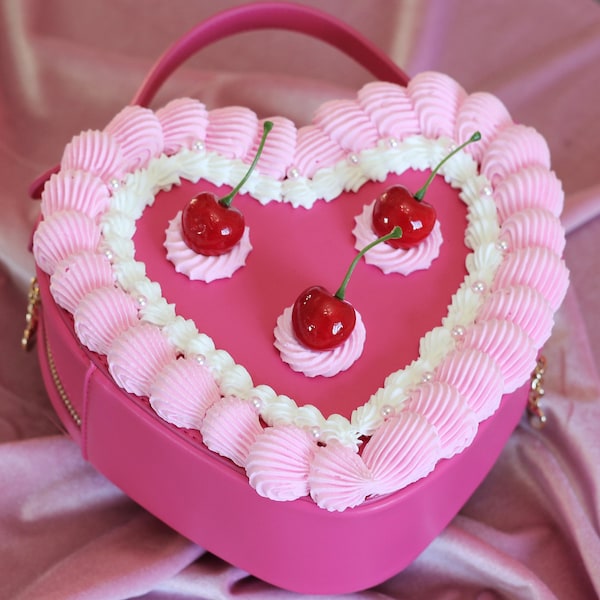Trixie - Pink Fake Cake Heart Shaped Purse - Made to Order