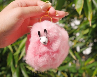 Handmade Alpaca Pom Pom Keychain: Soft Llama Fur Bag Charm