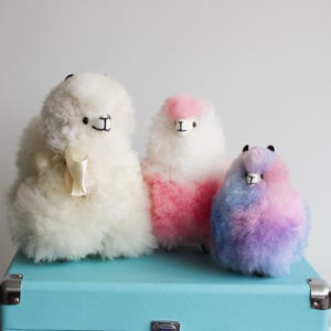 Multi Colored Alpaca Fur Plushies, Small Lllama fluffy Toys