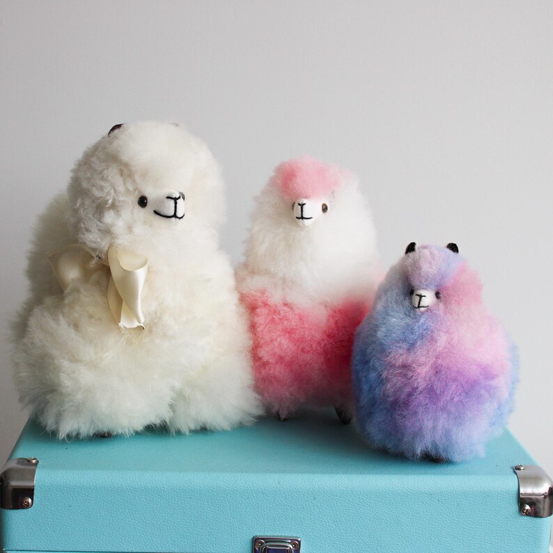 Multi Colored Alpaca Fur Plushies, Small Lllama fluffy Toys