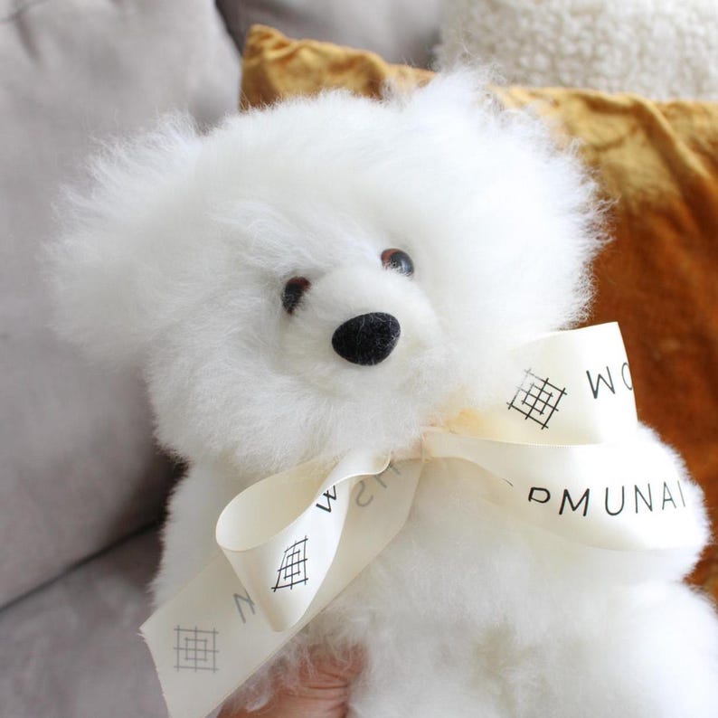 Handmade Alpaca Fur Teddy Bear: Soft Plushie, Hypoallergenic Gift (12")in immagine 13