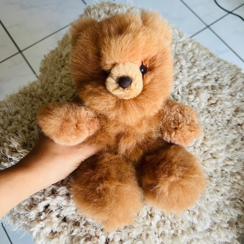 Fluffy Teddy Bear / 12" in BROWN baby alpaca teddy bear / Soft Alpaca Bears / handmade teddy bear/ perfect holiday gift