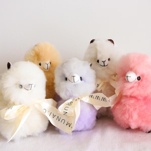 Handmade Alpaca Wool Plush Llamas: Soft Fluffy Toy or Home Decor in Pastel colors