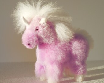 Fluffy Colorful Unicorn / Alpaca Fiber Unicorn / Pink SUPER Soft Unicorns / Handmade Unicorns/ Baby Shower Gifts