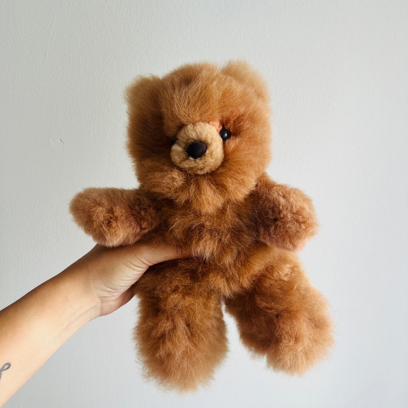 Handmade Fluffy Teddy Bear / 12" in BROWN baby alpaca teddy bear / Soft Alpaca Bears / handmade teddy bear/ perfect holiday gift for adults and children