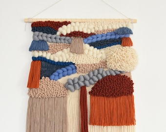 LARGE MINIMALIST YARN Wall Hanging | Modern Textile Art | Fiber Tapestry | Abstract 3D Colorful Chunky Decor | Perfect for the Bedroom