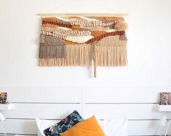 Extra large, woven wall hanging, modern textile wall art, handmade macrame, wall decor over the bed, boho tapestry, abstract modern wall art