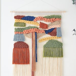 Extra large modern fiber wall art, over the sofa woven wall hanging, cororful wall art, bohemian tapestry, textile wall art, handwoven