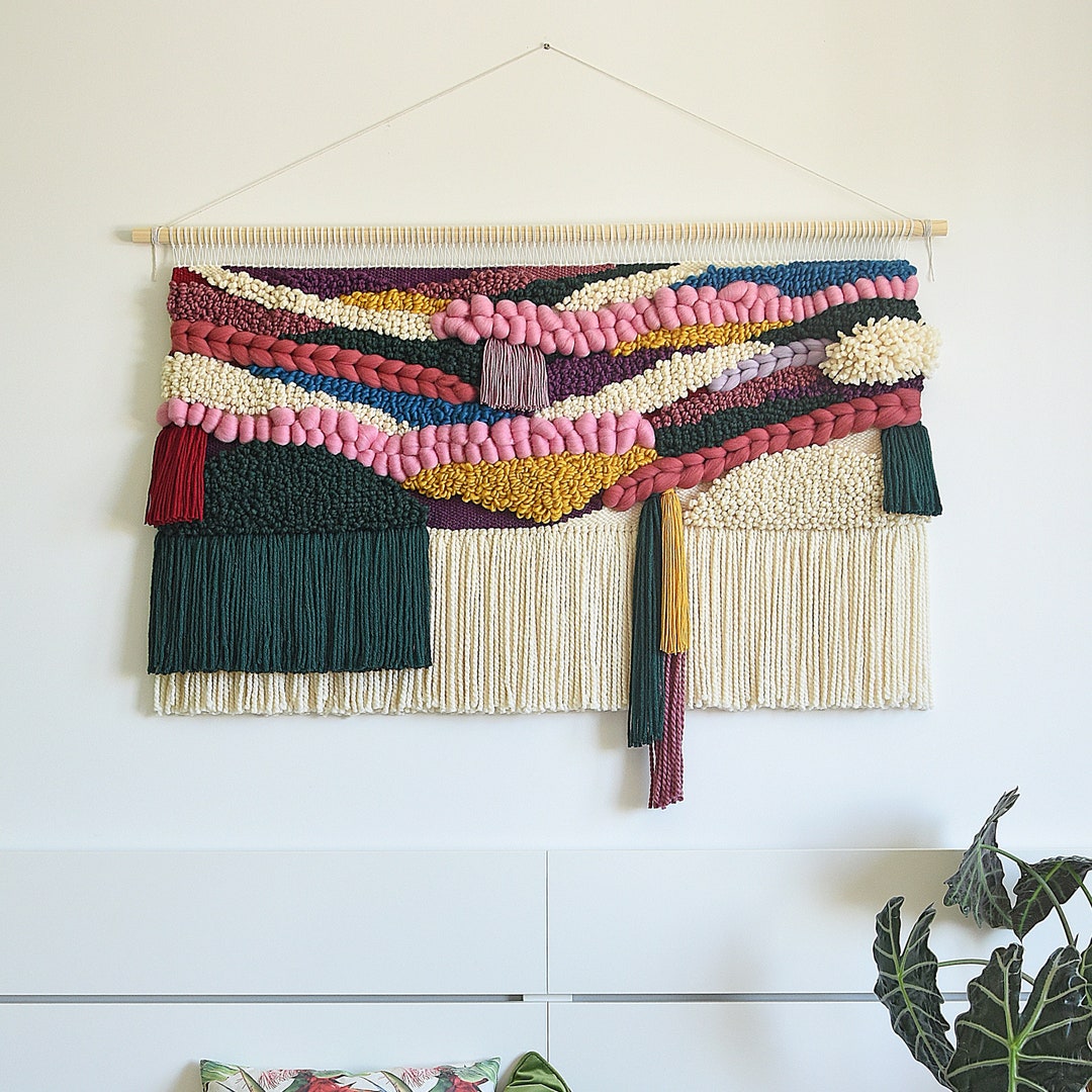 Textured Yarn Wall Art For Colorful Bedroom