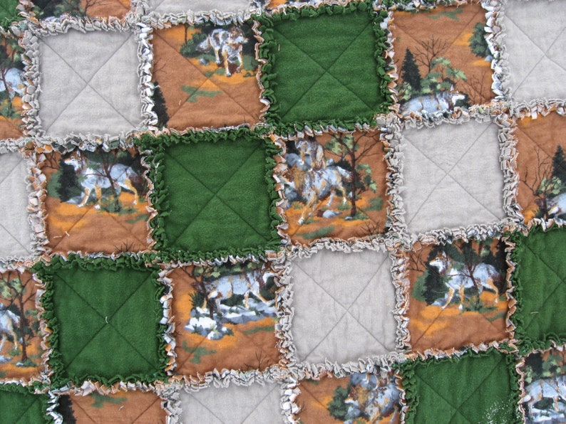 Woodland Wolf Hunter Green, Brown, and Grey Adult Masculine Flannel Rag ...
