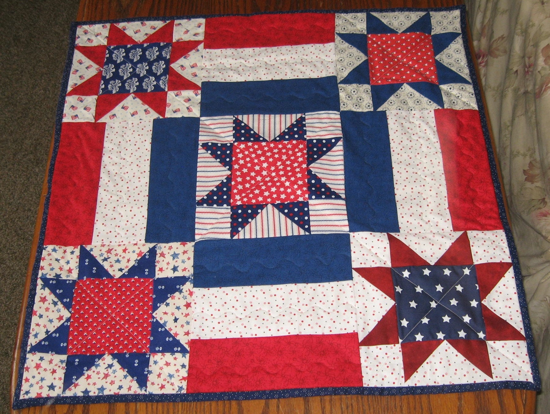 Patriotic/americana Quilted Table Toppers/red, White and Blue - Etsy