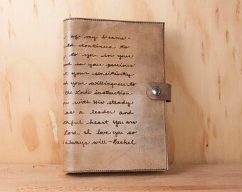 Custom Handwriting Leather Journal: Personalized Keepsake Gift