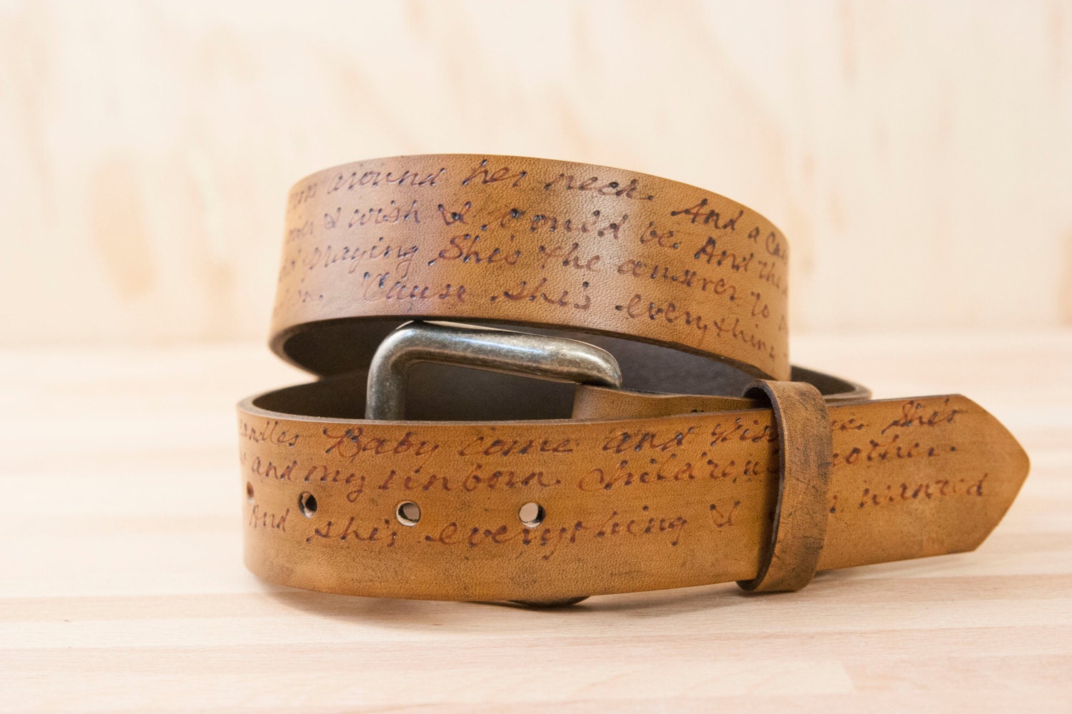 Personalized Leather Belt: Handmade Smokey Pattern, Custom  display picture 1