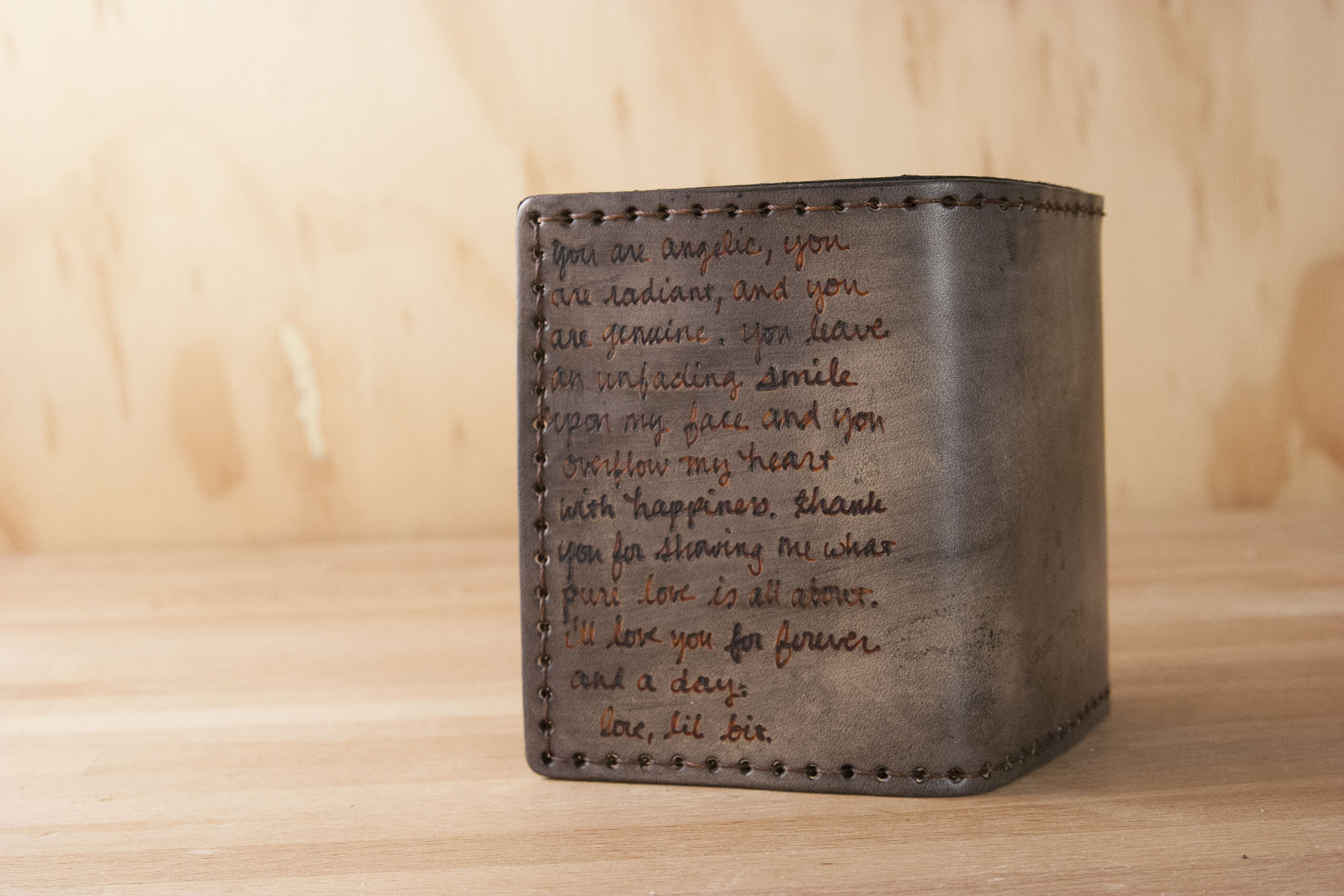 Mens Custom Leather Trifold Wallet With Secret Inscription and Etsy