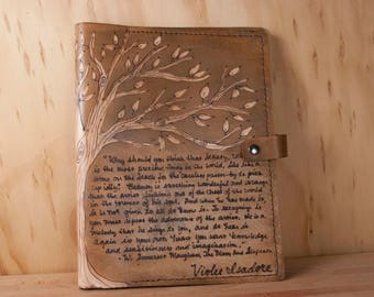 Custom Engraved Bible Cover - Leather with Tree and Personalized Inscription - Antique Brown - Third Anniversary Gift for Him or Her