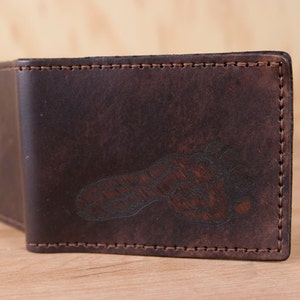 Personalized Leather Bifold Wallet: Custom Baby Footprint, Mahogany