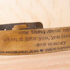 Personalized Leather Ukulele Strap: Hand-Branded Antique Brown