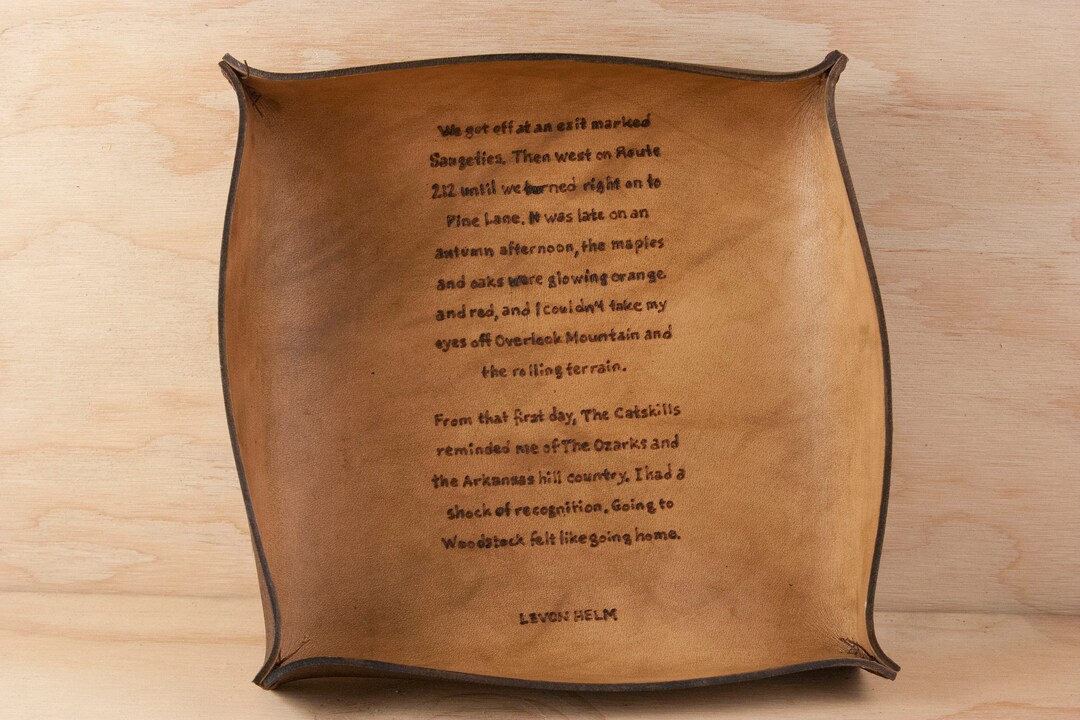 Custom Leather Valet Tray Personalized Desk Storage Tray in With Inscription in Antique Brown ...