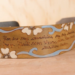 Guitar Strap - Personalized Leather Guitar Strap in the Smokey Pattern with Flowers in Antique Brown - For Acoustic or Electric Guitars