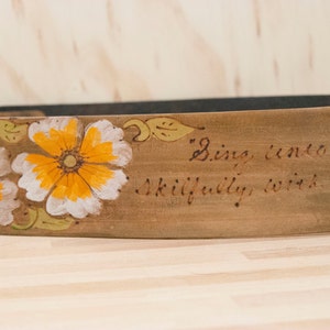 Guitar Strap - Personalized Leather Guitar Strap in the Smokey Pattern with Flowers in Anitque Brown - For Acoustic or Electric Guitars