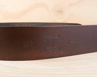 Custom Guitar Strap - Handmade Leather Gift for Guitar Player with Monogrammed Initials - John Mayer Style - For Acoustic or Electric Guitar