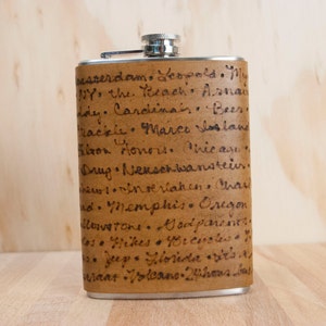 Custom Leather Engraved Flask - Handmade in the Smokey Pattern with Personalized Inscription - 8oz