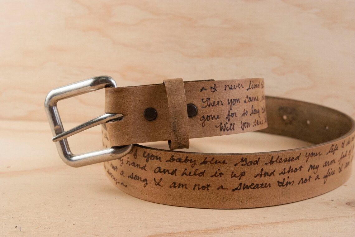 Mens Custom Leather Belt Personalized Engraved Inscription Etsy