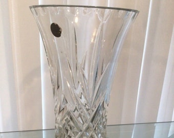 Crystal Vase Cristal D'Arques Durand France Vintage Lead 24% Genuine Clear 12 in high Diamond Masquerade Pattern