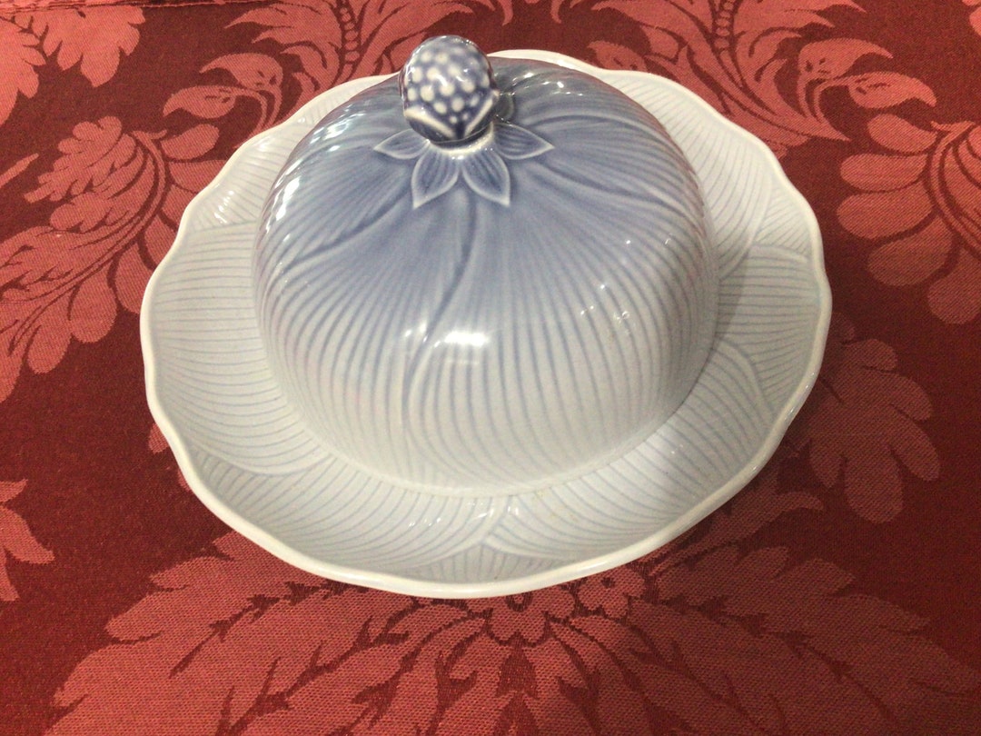 Mikasa Butter Vintage Plate Dish With Dome Light Blue Etsy