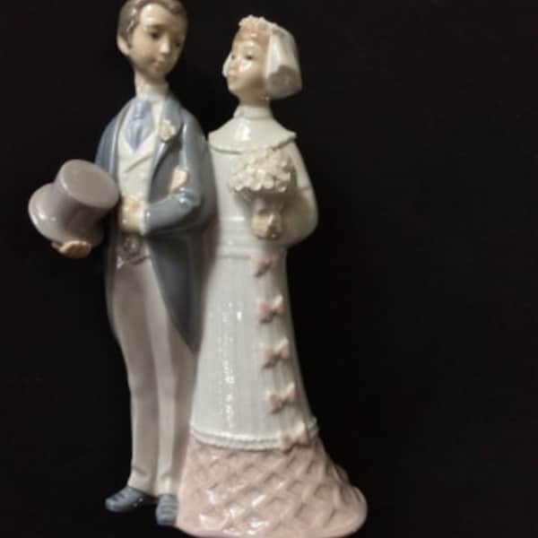 Lladro Wedding Figurine Cake Topper Spain Retired #4808 Groom Bride Original Box