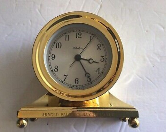 Chelsea Ship Clock W/base Brass Signed Polished Working Great Made in