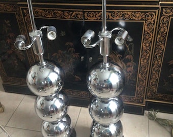 Lámparas de mesa Van Teal Chrome Ball, diseño de esferas apiladas